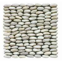 white polished cobble stone standing pebble mesh tiles