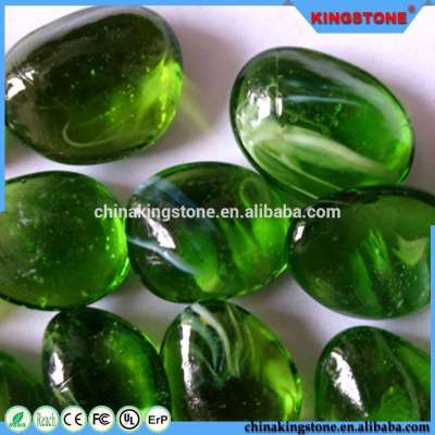 Quality Assurance azure glass pebble,large green glass pebble for garden,smooth yellow pebble