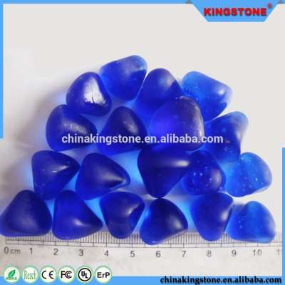 China supplier blue glass stone opaque pebble,multicolor gravel stone pebble,transparent glass pebble like candy