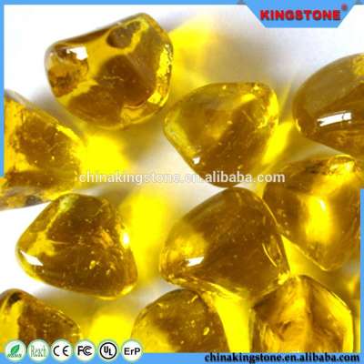 Amazing quality yellow glass pebble gems for fire pit,landscaping stone pebble rock,small river pebble