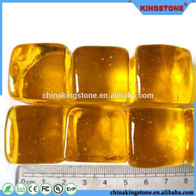 Professional production transparent yellow wall decoration glass pebble,glass pebble like candy,polished pebble cobble